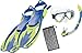 Cressi Junior Snorkeling Kit for Young Aged 3 to 8 - Mask + Dry/Semi Dry Snorkel + Adjustable Fins + Net Bag - Lightweight Colorful Equipment - Rocks Pro Dry Set