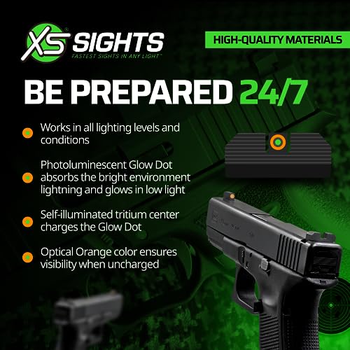 XS SIGHTS Minimalist Tritium Night Sights Set, Front & Rear Glock
