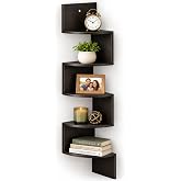 Greenco Corner Shelf, 5 Tier Shelves for Wall Storage, Easy-to-Assemble Floating Wall Mount Shelves for Offices, Bedrooms, Bathrooms, Kitchens, Living Rooms and Dorm Rooms, Espresso Finish