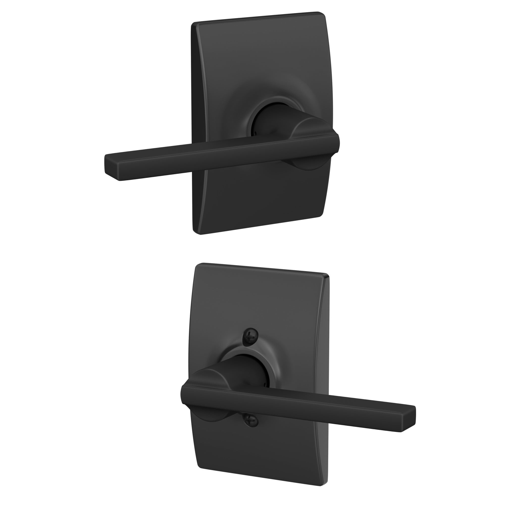 Photo 1 of Schlage F10 LAT 622 CEN Latitude Door Lever with Century Trim, Hall & Closet Passage Lock, Matte Black