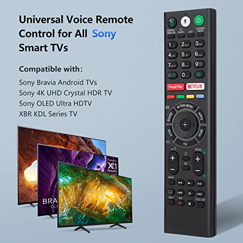 Voice Replacement Remote for Sony TVs and Bravia TVs - Compatible With All Sony 4K UHD LED LCD HD Smart TVs
