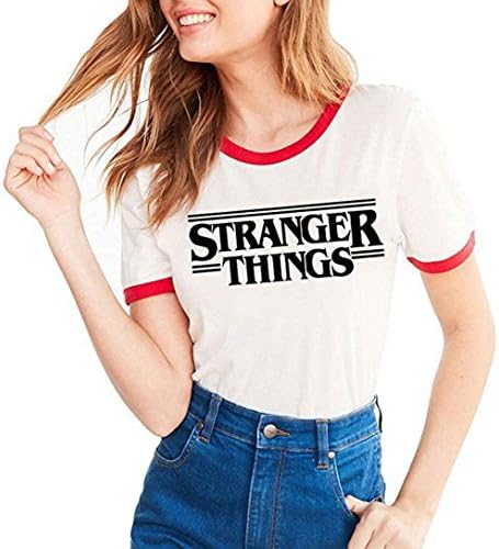 Cinyifaan Womens O Neck String Thing Letter Print Short Sleeve Top Tee T Shirt