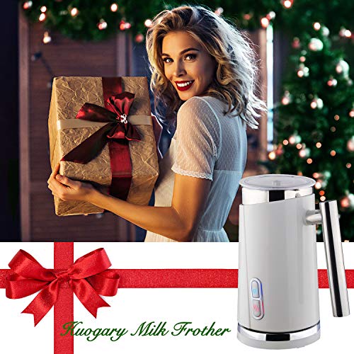 Huogary Milk Frother Electric Automatic Milk Warmer, Stainless Steel Milk Steamer and Frother with Hot or Cold Milk Foam, Foamer for Cappuccino, Coffee, Latte-N11 (white)