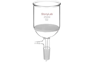 StonyLab Borosilicate Glass Buchner Filtering Funnel 250ml with Medium Frit(G2), 76mm Inner-Diameter, 80mm Depth, with 24/40 Standard Taper Inner Joint and Vacuum Serrated Tubulation (250ml)