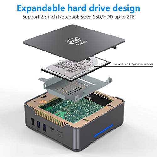 Mini PC, Intel Celeron J3455 Processor(up to 2.3GHz) Windows 10(64-bit) Mini Desktop Computer with HDMI/VGA Port,8GB DDR3/120GB eMMC,Gigabit Ethernet,Dual Band Wi-Fi,Bluetooth 4.2,4K HD - Thumbnail 4