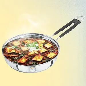 FLIXBLOOM Perfect Stainless Steel Sandwich Bottom Induction & Gas Compatible Fry Pan/Saute Pan/Frying Pan, Silver, (1.5 Litre)