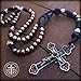 Rugged Faith Over Fear Paracord Rosary with Acid Blue Cord