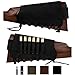 BRONZEDOG Leather Rifle Buttstock Shotgun Shell Holder Recoil Pad .30-30 .308 12/16Ga Hunting Butt Stock Cartridge Ammo Pouch (Black, 12 (16) Ga)