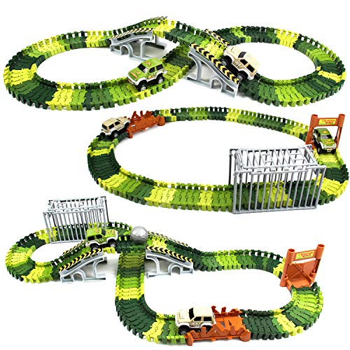 image for ROSYKIDZ Dinosaur Toys Building Tracks, [175 Pcs Toy Set] Slot Car Rac