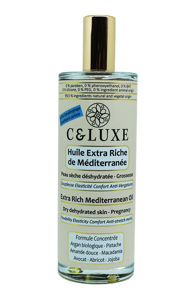 Extra Rich Mediterranean Oil, 99.5% Natural, Pregnancy, Dry, Dehydrated Skin, Anti-Stretch Marks, Moisturises, Nourishes and Protects Your Skin (Hypoallergenic Fragrance)