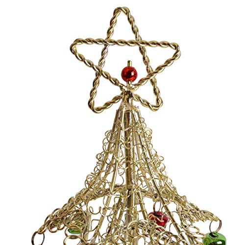 AUTOARK Metal Wire Christmas Tree with Colourful Bells Ornaments,15.4'',Gold,ACT-005Y