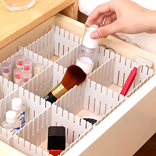 ShineMe Drawer Organizer 24pcs DIY Plastic Drawer Dividers Household Storage ShineMe Thickening Housing Spacer Sub-Grid Finishing Shelves for Home Tidy Closet Stationary Makeup Socks Organizer (White)