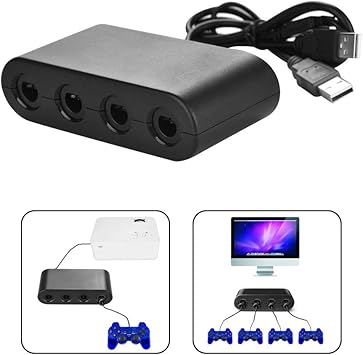 Amazon Com For Nintendo Wii U Controller Adapter Gamecube Ngc Controller Adapter For Wii U Switch And Pc Usb Easy To Plug And No Driver Need 4 Port Black Gamecube Adapter Ship From America Black Electronics