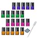 Elfenstall Colorful 20pcs Mini 1ml Roll on Glass Bottle for Essential Oil - Empty Aromatherapy Perfume Bottles - Refillable Slim Sample Vial with Metal Ball Amber Pink Green Purple