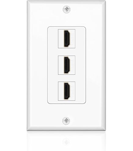 Light Almond Wall Plate – 1 Power Outlet, 1 Cat5e Ethernet, 1 Coax F-Type Port, Swappable Jacks, Fits Standard Box