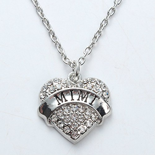Mimi Gifts Heart Pendant Necklace Women Girl - Charm White Crystal Silver Jewelry Gift