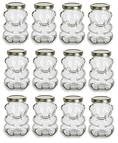 Premium vials, 9 ounce, glass bear jar - for honey, jam, favors -…