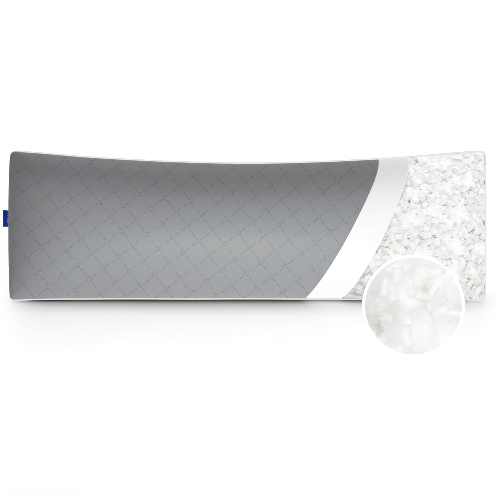 Photo 1 of YZ HOME Long Body Pillow for Adults - Firm Body Pillow Insert with Shredded White Memory Foam, Adjustable Height, Soft Support for Side Sleeping, Pregnant Women, Washable (Grey, 20x54 Inch)