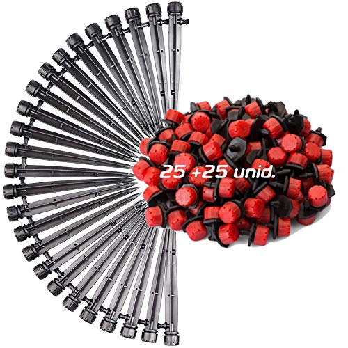 Aqua Control KITG003 Drip Pack for Irrigation Drop 25 Adjustable Droppers from 0 to 70 L/Hour with Stake, Black