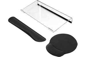CEOJPA Acrylic Clear Computer Keyboard Stand for Desktop, Keyboard Riser Wrist Rest for Ergonomic Typing Working with Mouse Pad, Anti-Slip Clip, Plastic Film