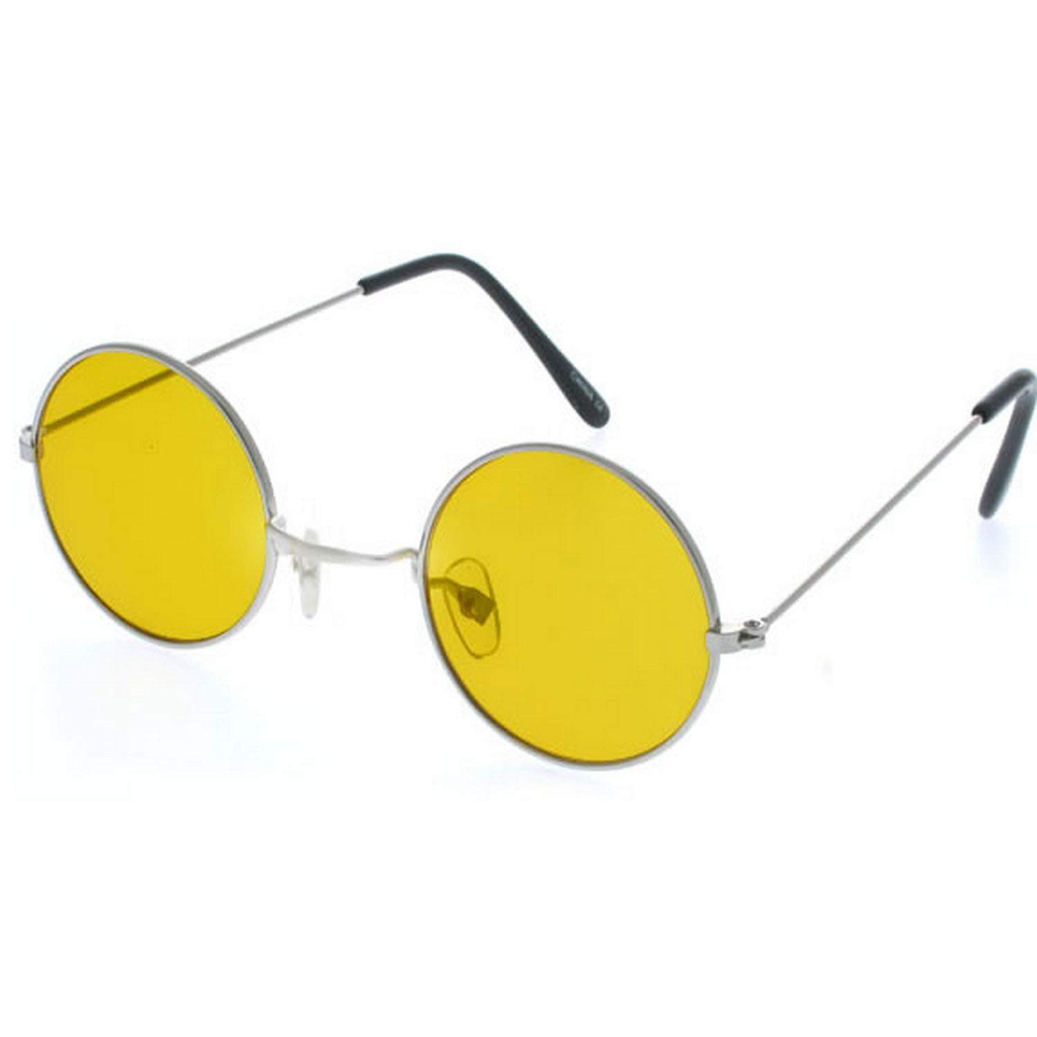 Dervin Gandhi Round Shape Retro Silver Yellow Night Vision Uv