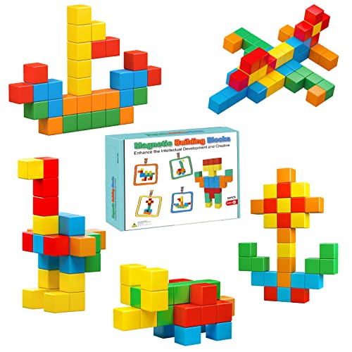 KAEILORU Magnetic Building Blocks for Toddlers STEM Toys for 3 4 5 6 7 8+ Year Old Boys Girls Cubes Magnetic Tiles Number Blocks for Kids 4-8 Educational Learning Gifts for Birthday Christmas