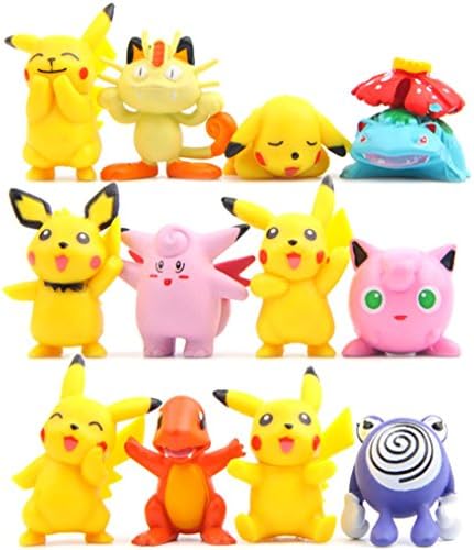 Pokemon Pikaqiu Monster Toy | Set Of 12 | Large Collectible Action Figure | Cupcake Toppers For Birthday Party Supplies