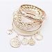 Ikevan 1 Sets Women Bracelet Korean Style Exquisite Coin Pearl Hollow Bracelet Jewelry Multilayer Bangle Wrap Cuff Gift for Women Girls (White)