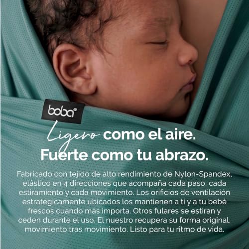 Boba Freedom Together Ergonomic Baby Carrier Wrap - Lightweight and Breathable Mesh for Newborns and Babies (3.2-15.9 kg), Summer Elastic Wrap, One Size, Green