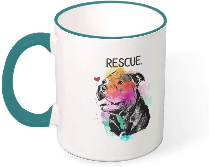hfrhkudl Rescue White Ceramic Mug Porcelain Mug for Microwave with Handle Present Idea for Men and Women Teal 330ml