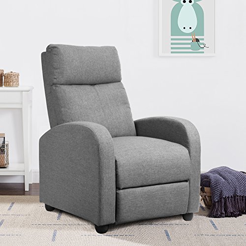 JUMMICO Fabric Recliner Chair Adjustable Home Theater Single Recliner