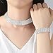 mecresh Wedding Bridal 5 Row Rhinestone Crystal Jewellery Sets for Women (1 Set Earrings,1 PCS Necklace, 1 PCS Bracelet)