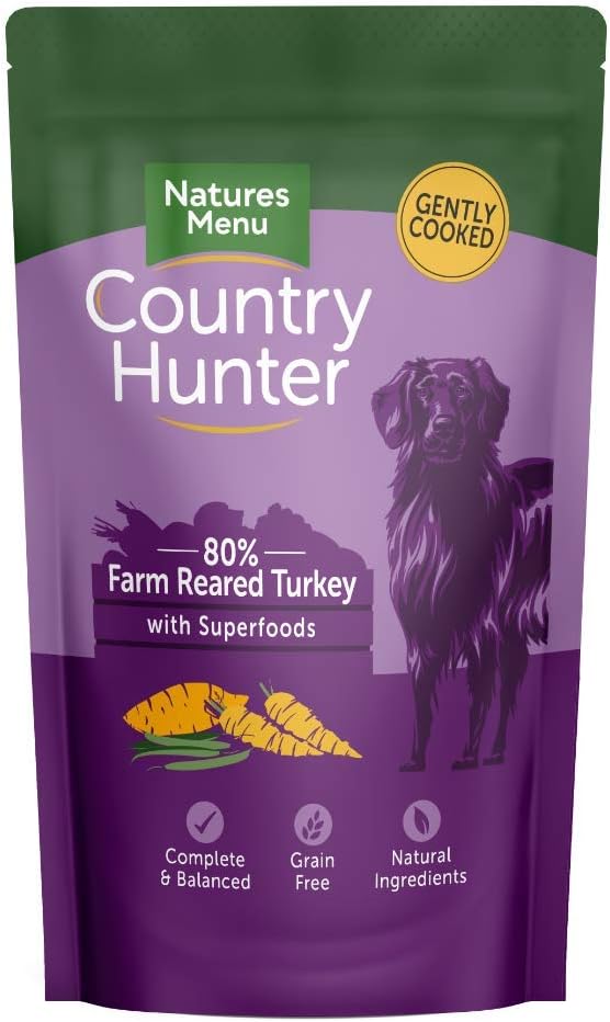 Natures Menu Country Hunter Dog Food Pouch Farm Reared Turkey 3 x (6 x