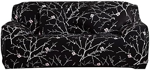 Topchances Elastic Slipcover Floral Printed Sofa Cover Anti-Slip Stretch Polyester Fabric Soft Furniture Protector Couch Cover (2 seater:140-185cm, Flower05)