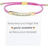 You Are Awesome Inspirational Bracelets for Women Adjustable Handmade Braided Bracelet Stainless Steel Tube Engraved Inspirational Bracelet Birthday Valentines Jewelry Gifts for Teen Girls