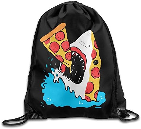 Pizza Shark Print Unsix Rucksack Shoulder Bags Beam Mouth Shoulders Backpack Gym Bag 17"x14"