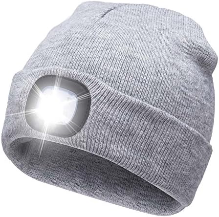 YJWB 4 LED Lighted Beanie Cap Winter Warm Hunting Hat for Night Outdoor Fishing Hiking Camping,LED Cap，USB Rechargeable LED Beanie Cap