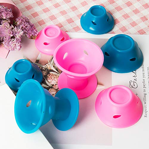 SUBANG 106 Pcs Silicone Hair Curlers Rollers Set Blue&Pink Hair Curlers including 50 Pcs Large Hair Rollers and 50 Pcs Small Magic DIY Hair Style Tools (Bonus: 2 Pcs Transparent Bag,4 Pcs Wig Cap) - Thumbnail 5
