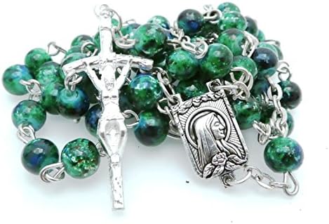 Soul Shop Modern Speckled Rosary - Pop-Inspired Christian/Catholic Gift Prayer Beads in Gift Box (Deep Irish Forest Green)