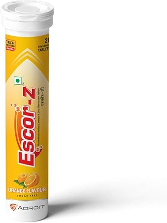 Escor-Z Orange Saberry and Zinc Effervescent Tablet (20 Tablets)