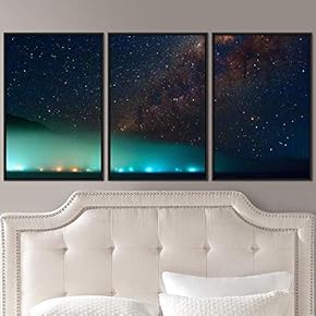 signwin 3 Piece Framed Canvas Wall Art Starry...
