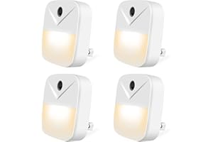 PODIALITY 4 Pack Night Light Warm Light Automated On & Off Wall Light for Hallways, Bedrooms, Bathrooms, Kitchens, Stairs