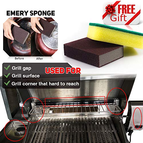 iiWey Grill Brush and Scraper, Large Surface 4 in 1 Best BBQ Brush for Grills, Long Safe 18" Stiff Handle and Stainless Steel Woven Wire Bristles Cleaning Brush for Weber Gas/Charcoal Grill - Thumbnail 2