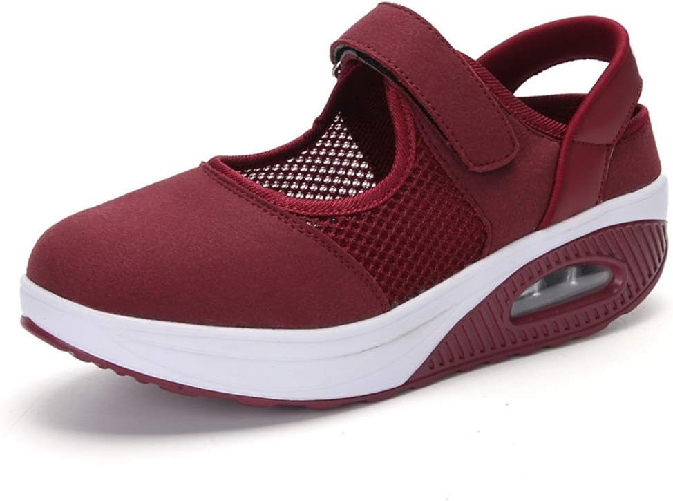 CYBLING Women's Mesh Walking Shoes Breathable Shake Shoes Platform Nurse Shoes Mary Jane Sneakers