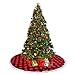 OurWarm 48 Inch Christmas Tree Skirt Red and Black Buffalo Plaid Tree Skirt with Pom Pom Trim for Holiday Christmas Decorations, Double Layers Xmas Tree Skirt