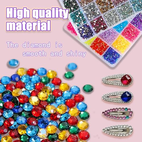 40000Pcs 40 Colors Resin Jelly Rhinestones Kit for Bedazzling, DIY Bulk Resin Gems Set, Flatback Gem for Crafting with 3 Pcs 10ml Jewelry Glue, Multicolor 3mm Flatback Gems for Diamond Art Nail Art
