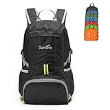 Sumtree 35L Ultra Lightweight Foldable Packable Backpack , Men and Women Durable Light Hiking Cycling Sports Travel Daypack , Water Resistant (Black with Grey Zipper)