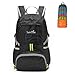 Sumtree 35L Ultra Lightweight Foldable Packable Backpack , Men and Women Durable Light Hiking Cycling Sports Travel Daypack , Water Resistant (Black with Grey Zipper)