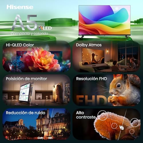 40A5S - Smart TV Hi-QLED FHD 32 polegadas, Cor Hi-QLED, Dolby Atmos, Posição do Monitor, Resolução FHD, Redução de Ruído, Airplay, Pronto para Casa Inteligente