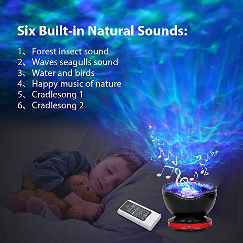 [Upgrade Version] Remote Control Ocean Wave Projector, Dostyle Light Projector 12 LEDs & 7 Colors Changing Modes Night Light and Built-in Mini Music Player for Kids Adults Bedroom Living Room- Black - Thumbnail 3